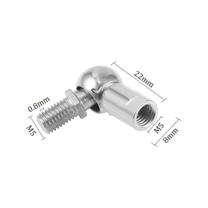 Kozelo 2pcs CS8 Angle Ball Joint - [M5x0.8 Left Female Thread, M5x0.8 Right Male Thread] Gas Spring Elbow Joint Fitting for Automotive, Hinged Door, Cupboard - Image 3